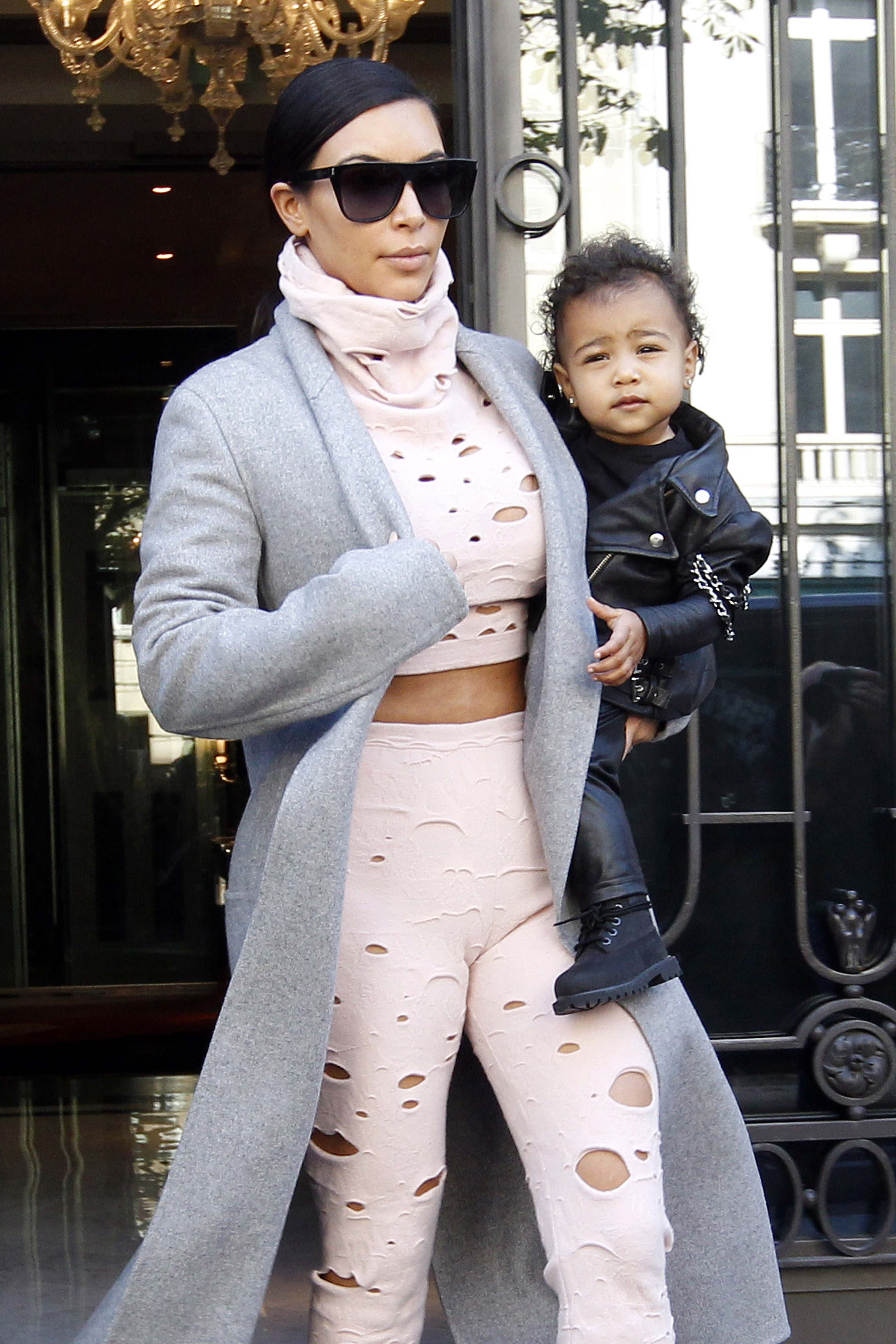 Kim Kardashian and Kanye West FINALLY Dress North in Pink