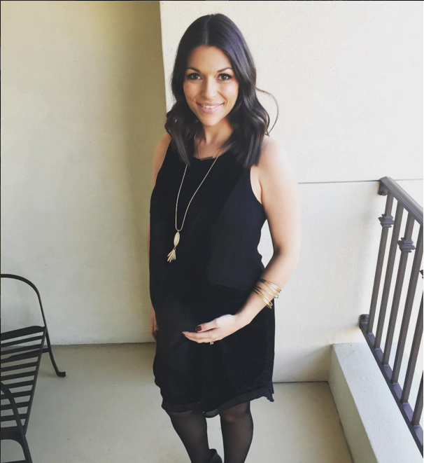 Ali Fedotowsky looking fantastic in a great dress, black tights