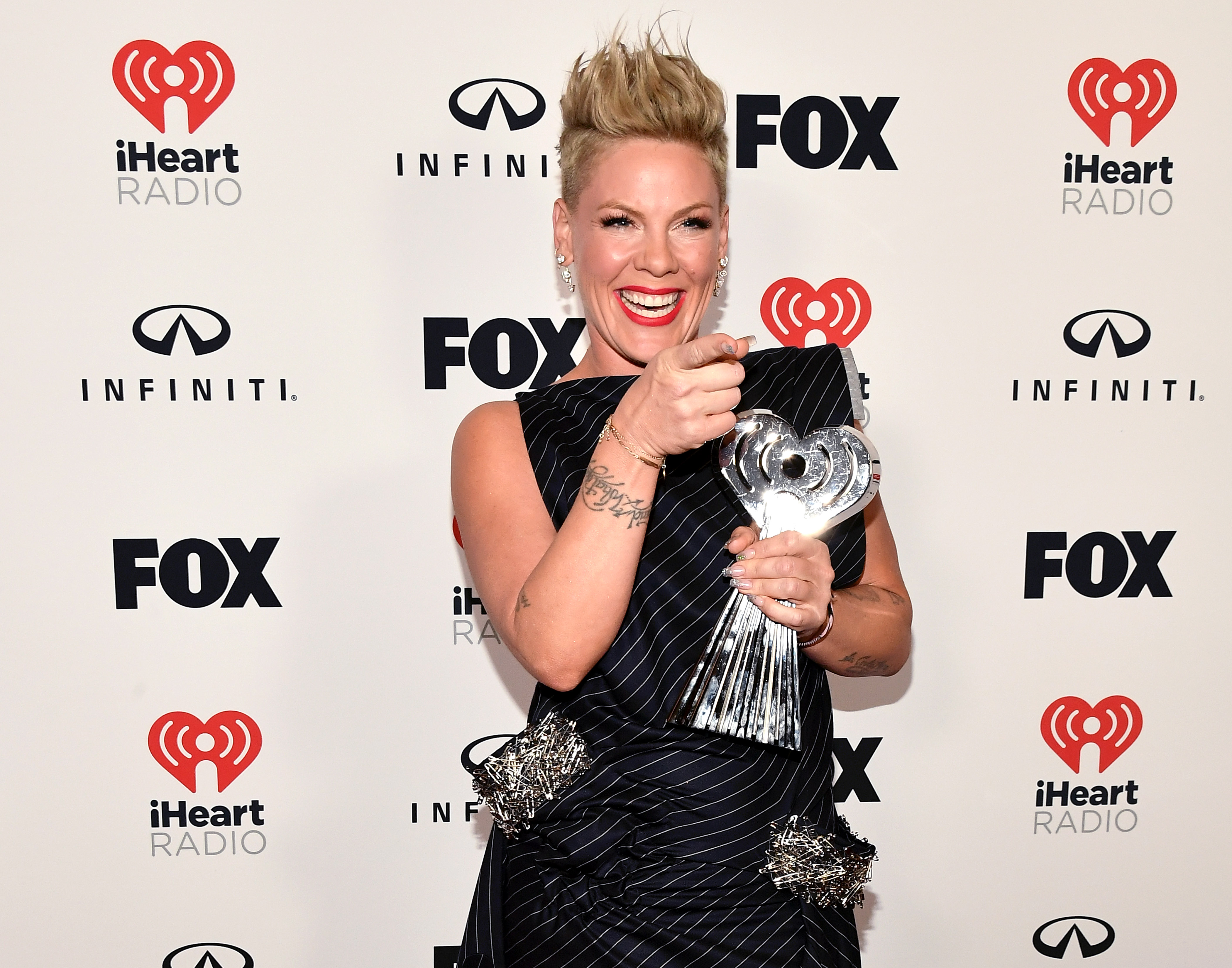 Pink Walks the 2023 iHeartRadio Music Awards Red Carpet with Kids Willow  and Jameson