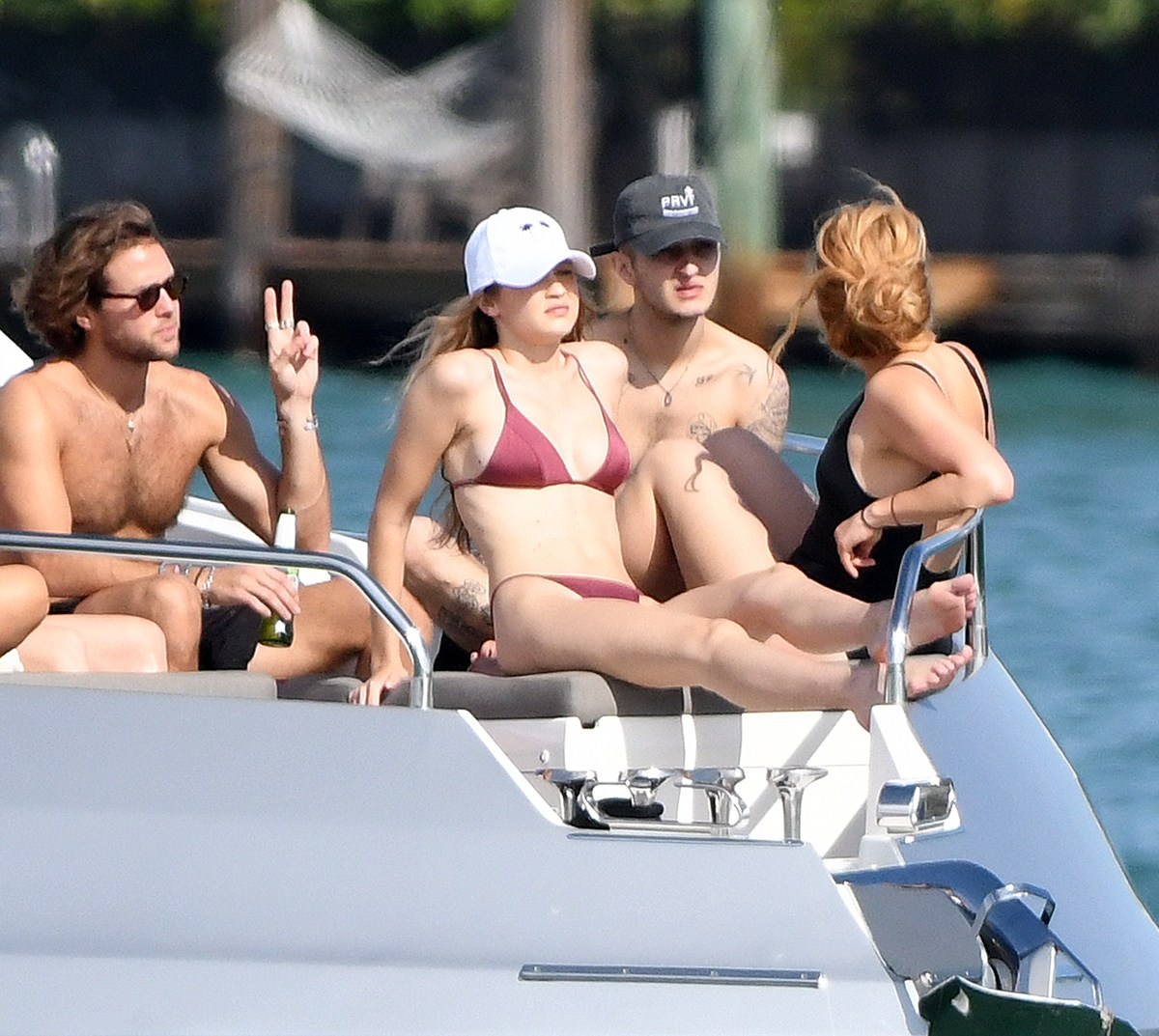 Gigi Hadid Rocks A Maroon Bikini While Yachting See Pics