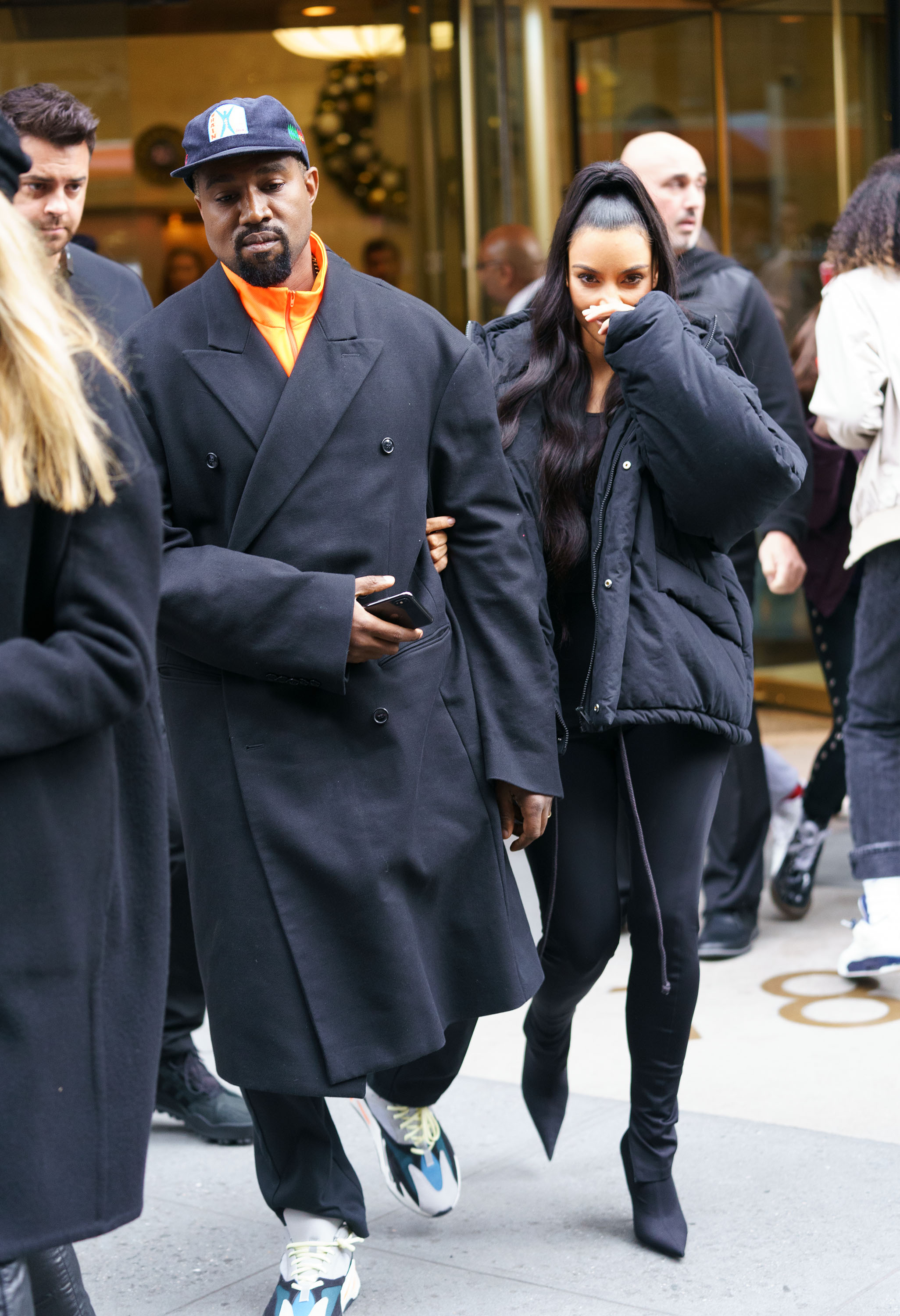 Kim Kardashian in fur with Kanye West as they step out in New York - Mirror  Online