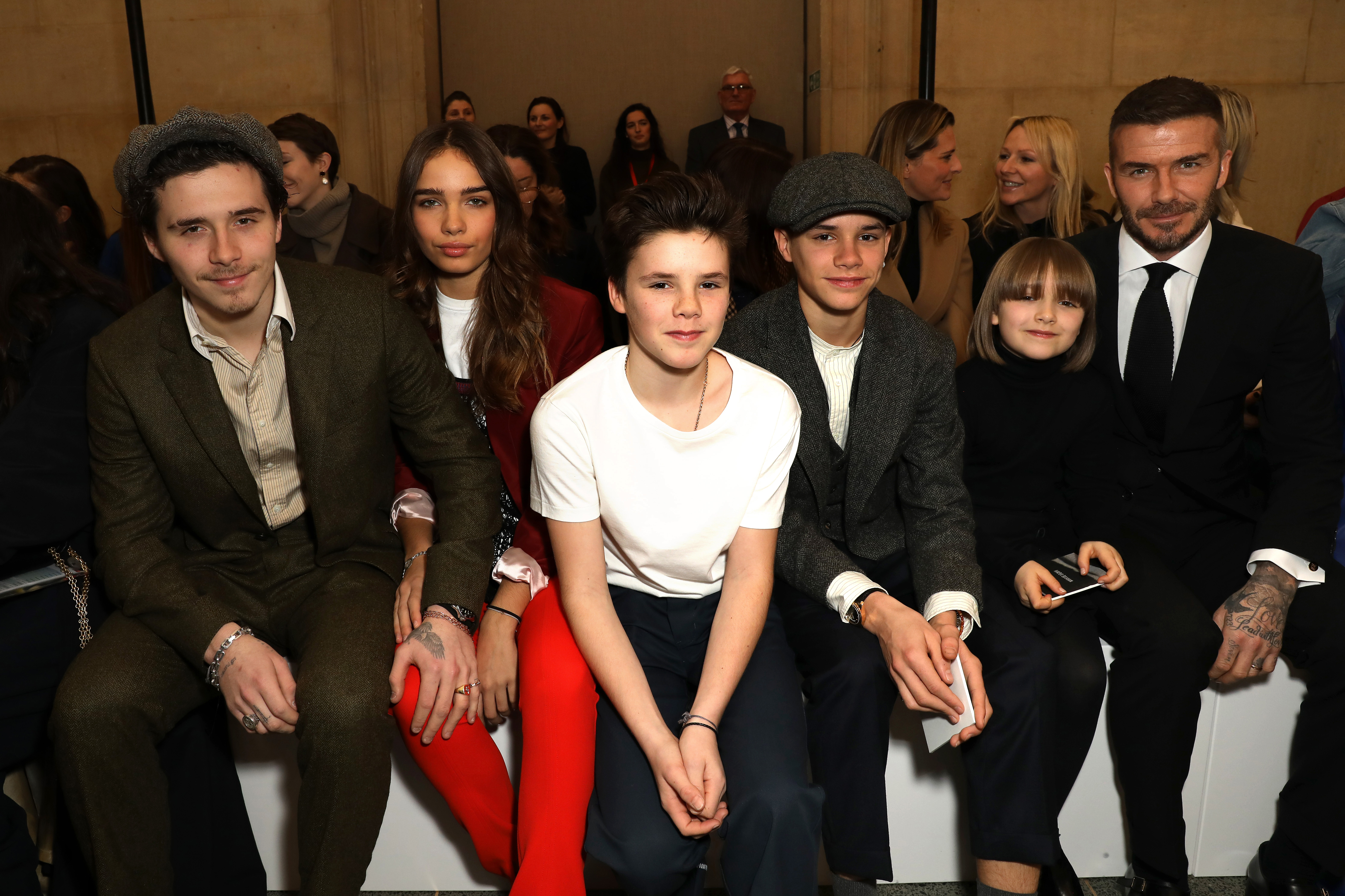 Beckham Family Makes Rare Group Appearance at London Fashion Week