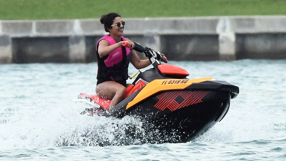Priyanka Chopra Jet Skis In Black Bikini On Vacation With Nick Jonas
