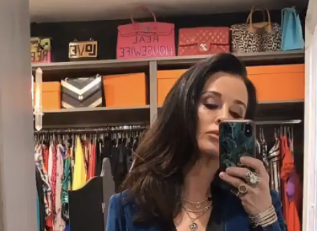 Kyle Richards with her Hermes Blue Birkin 35 — Collecting Luxury