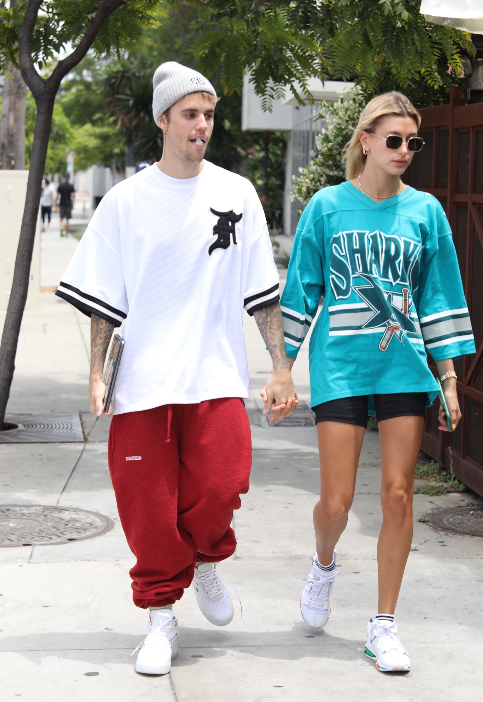 Hailey Bieber flaunts her street style in leggings and crewneck