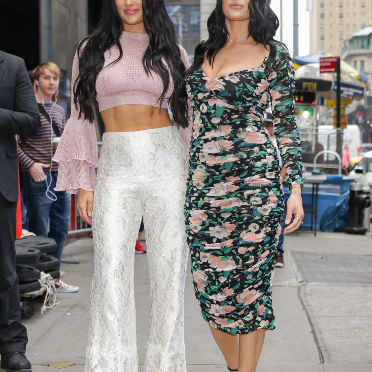 Nikki and Brie Bella step out in all-white ensembles for a lunch