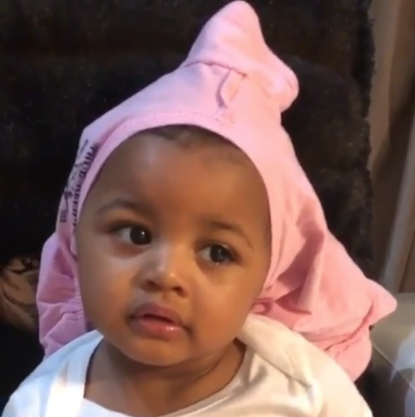 Cardi B twins with two-year-old daughter Kulture in pink outfits