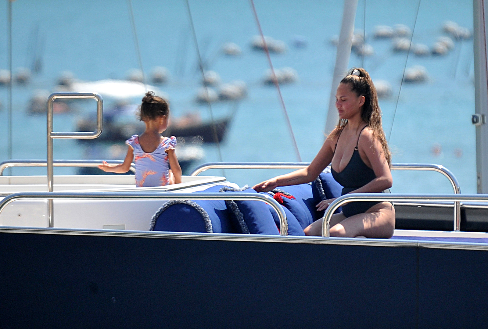 Chrissy Teigen and Daughter Luna Bond on a Yacht in Italy