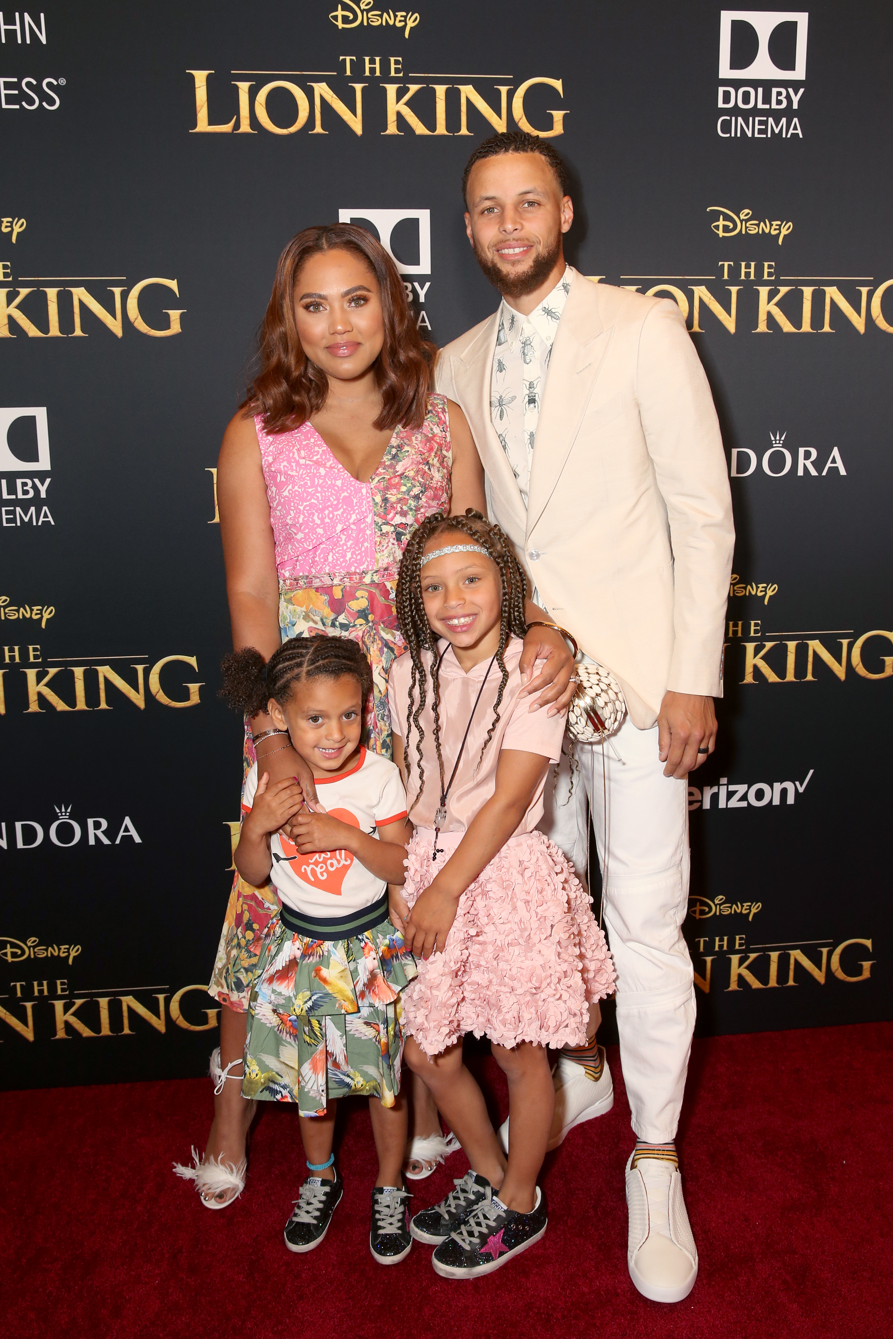 Ryan Curry, Ayesha Curry, Riley Curry, and Stephen Curry Lion King Premiere