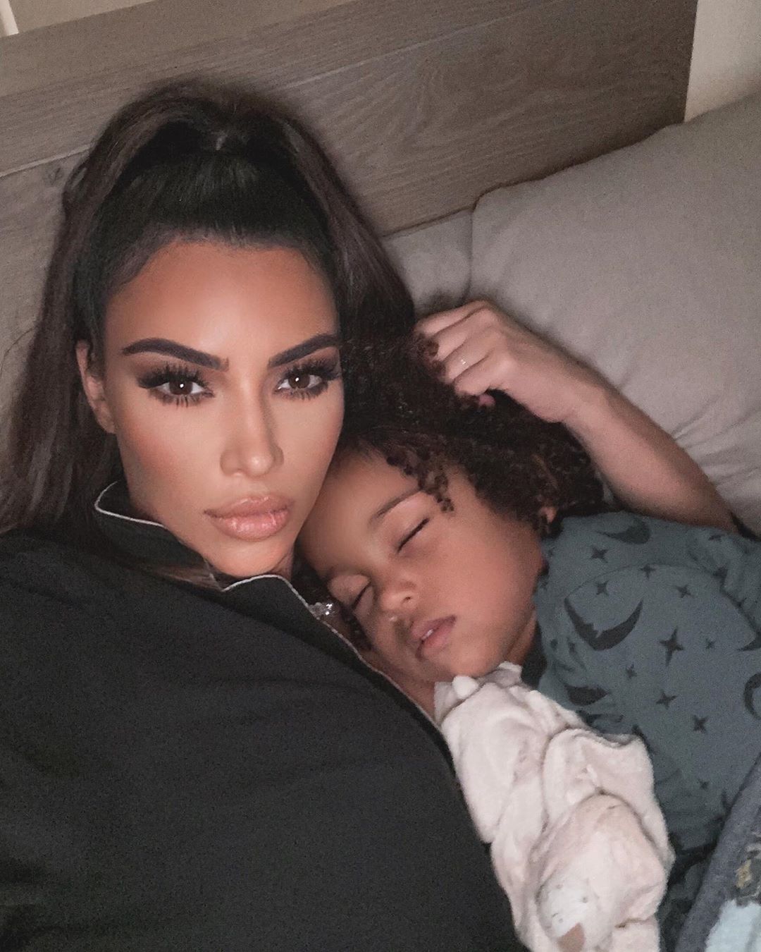 Flipboard Kim Kardashian Shares A Sweet Bedtime Selfie With Saint West ‘forever My Snuggle Bug