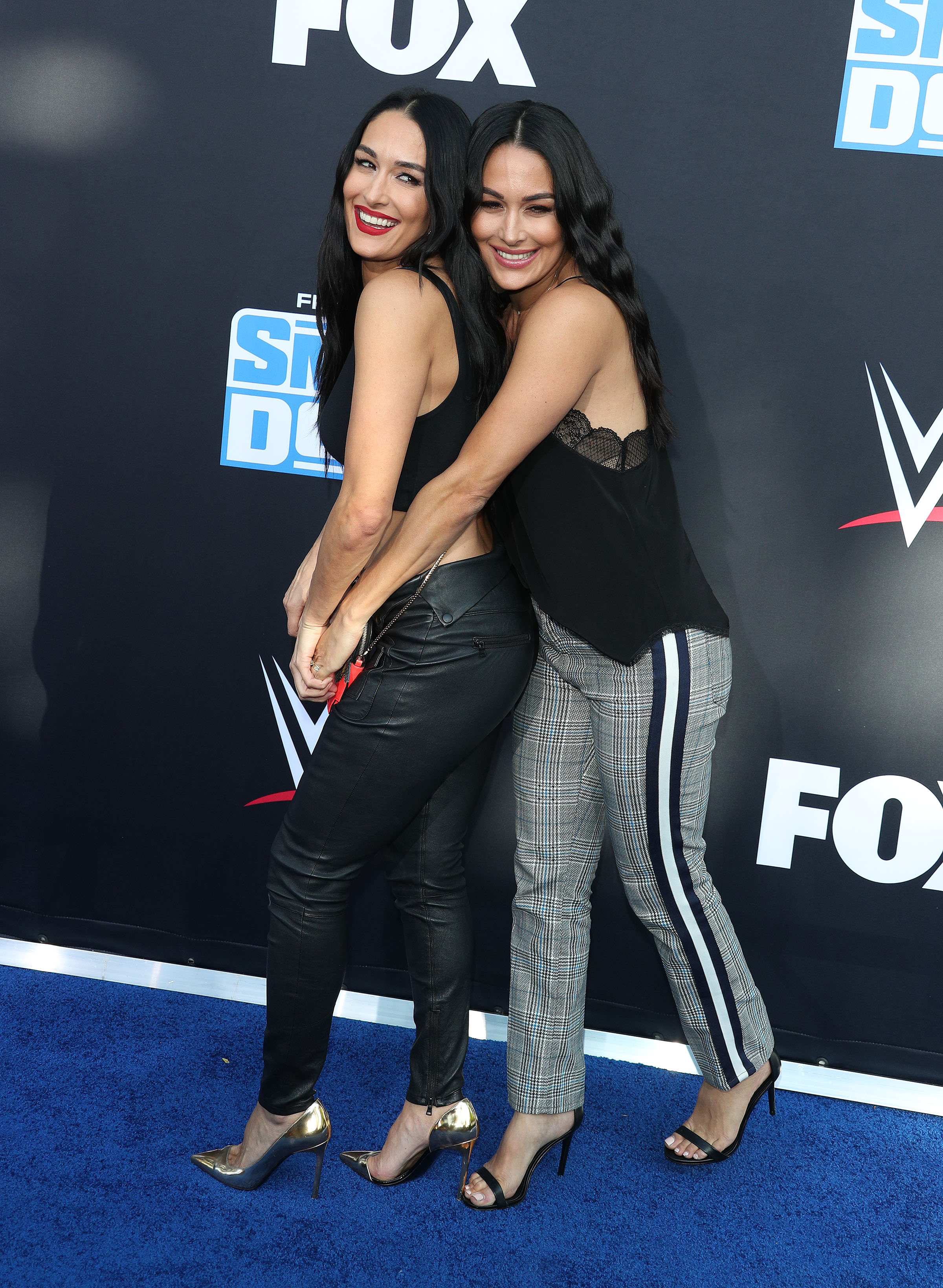 800px x 1093px - Nikki Bella Flaunts Toned Abs With Twin Sister Brie at WWE Anniversary