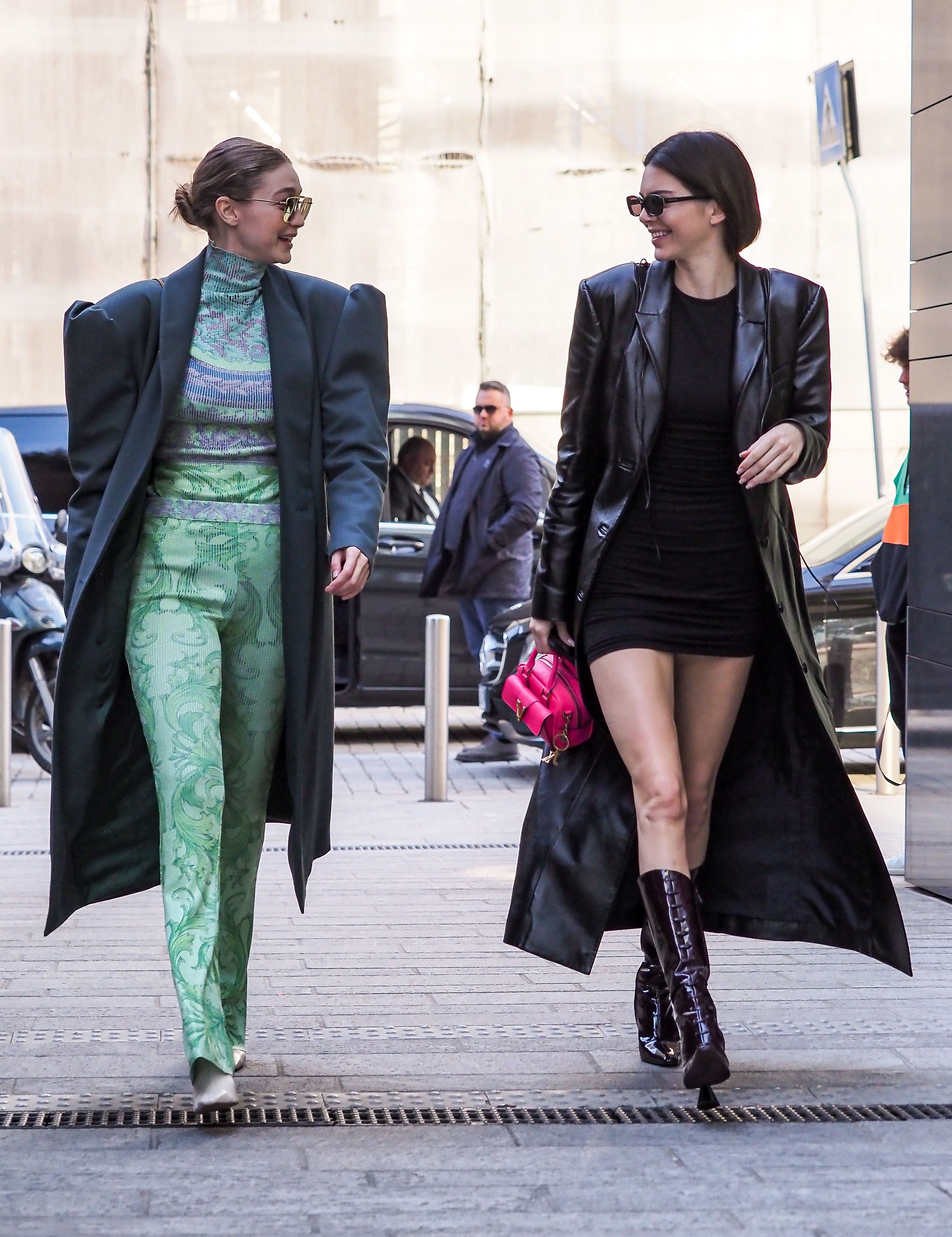 Kendall Jenner Black Midi Dress Street Style Milan 2020