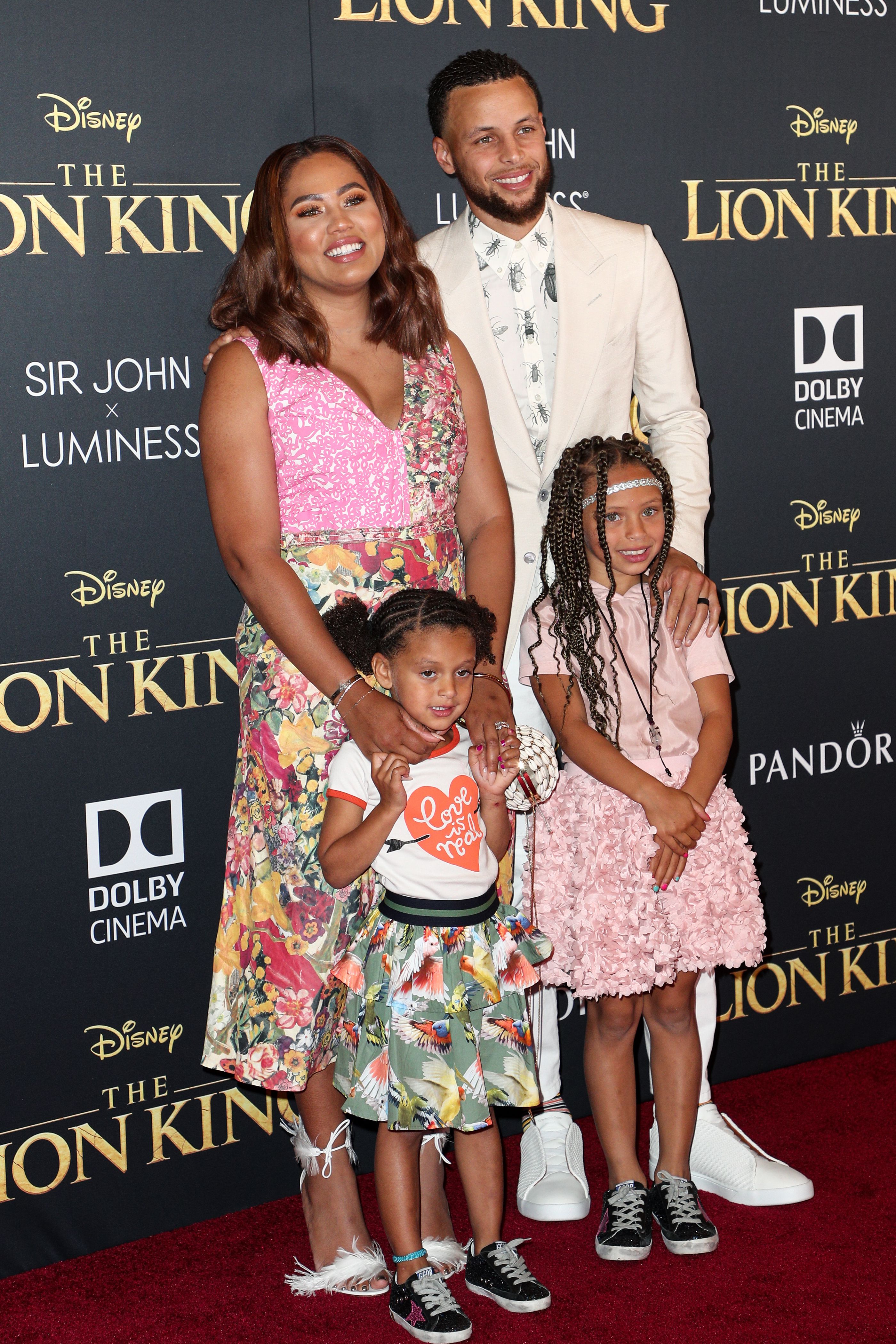 Stephen and Ayesha Curry at Lion King Premiere With Riley and Ryan