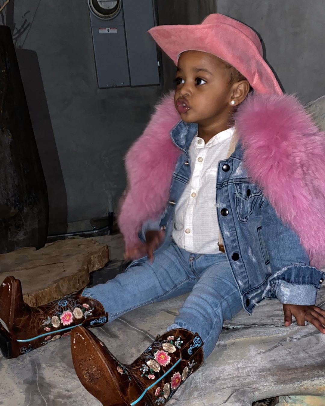 Cardi B twins with two-year-old daughter Kulture in pink outfits