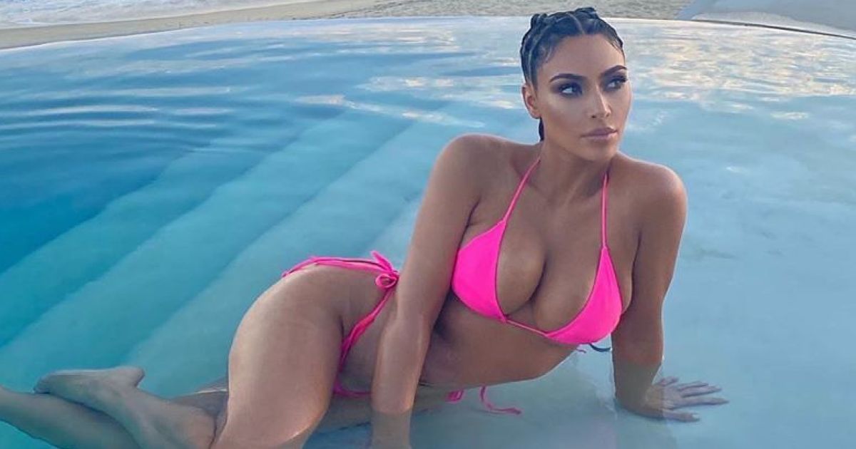 Sexy Kim K Porn - Kim Kardashian Wears a Hot Pink String Bikini in New Photos