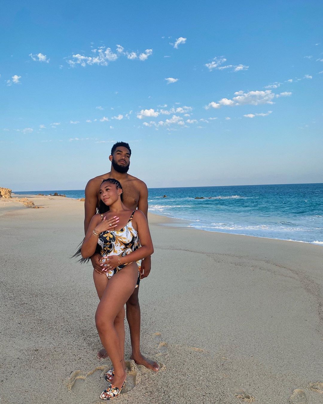 Couples Posing Naked Beach - Jordyn Woods, New BF Karl-Anthony Towns Go IG Official: Photos
