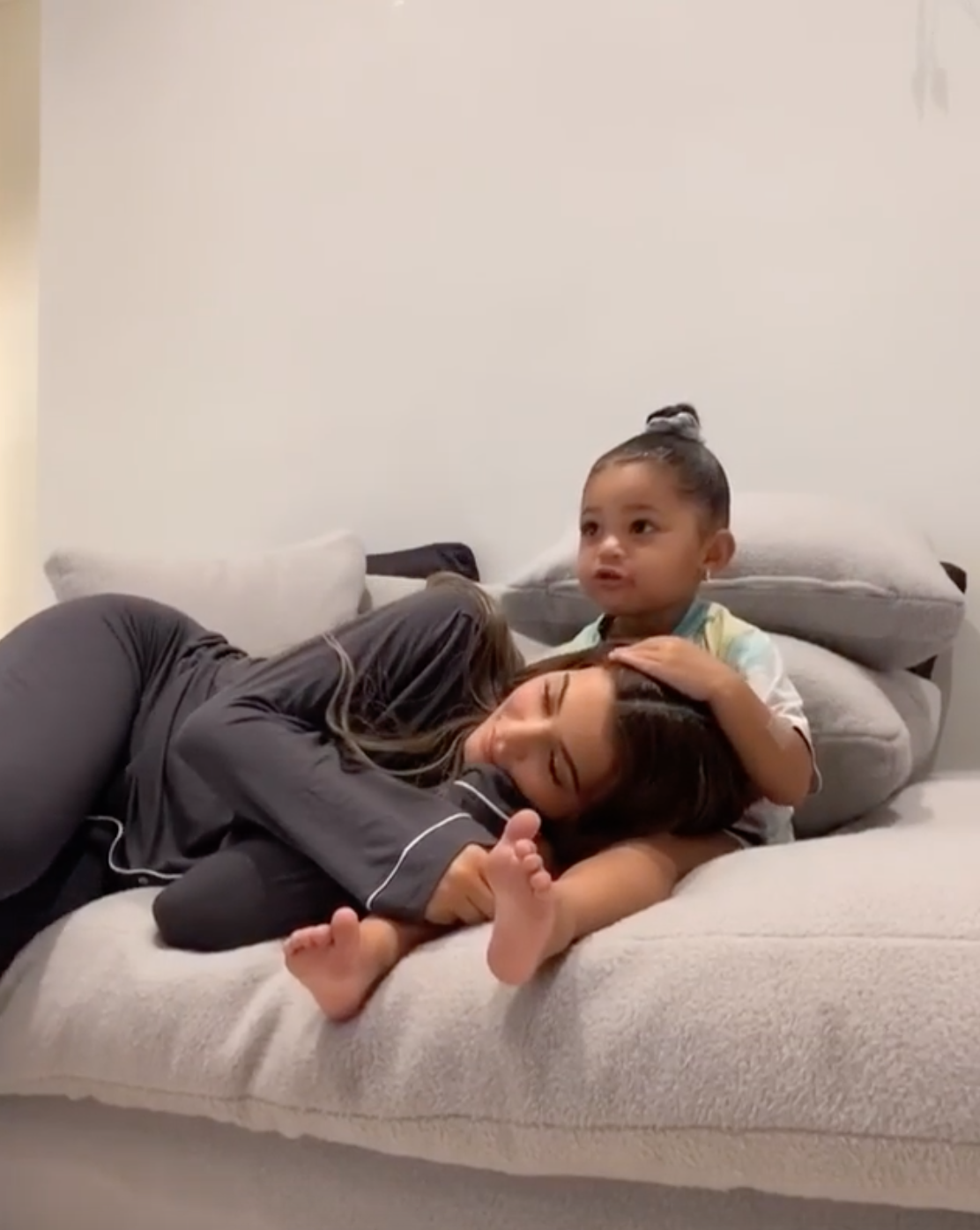 Kylie Jenner and Stormi Webster Do the Toddler Cuddle Challenge