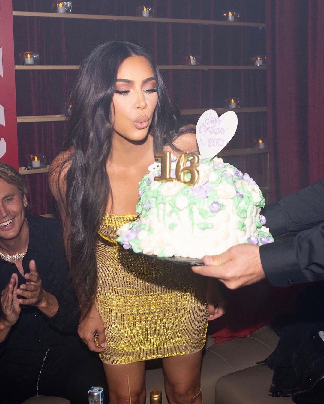 Kim Kardashian Wears Vintage Gold Dolce and Gabbana Birthday Dress