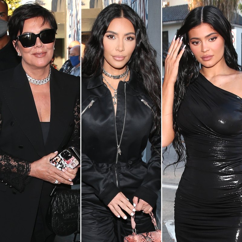 Kylie, Kim, Kris Look Fierce in Black During Dinner: Photos