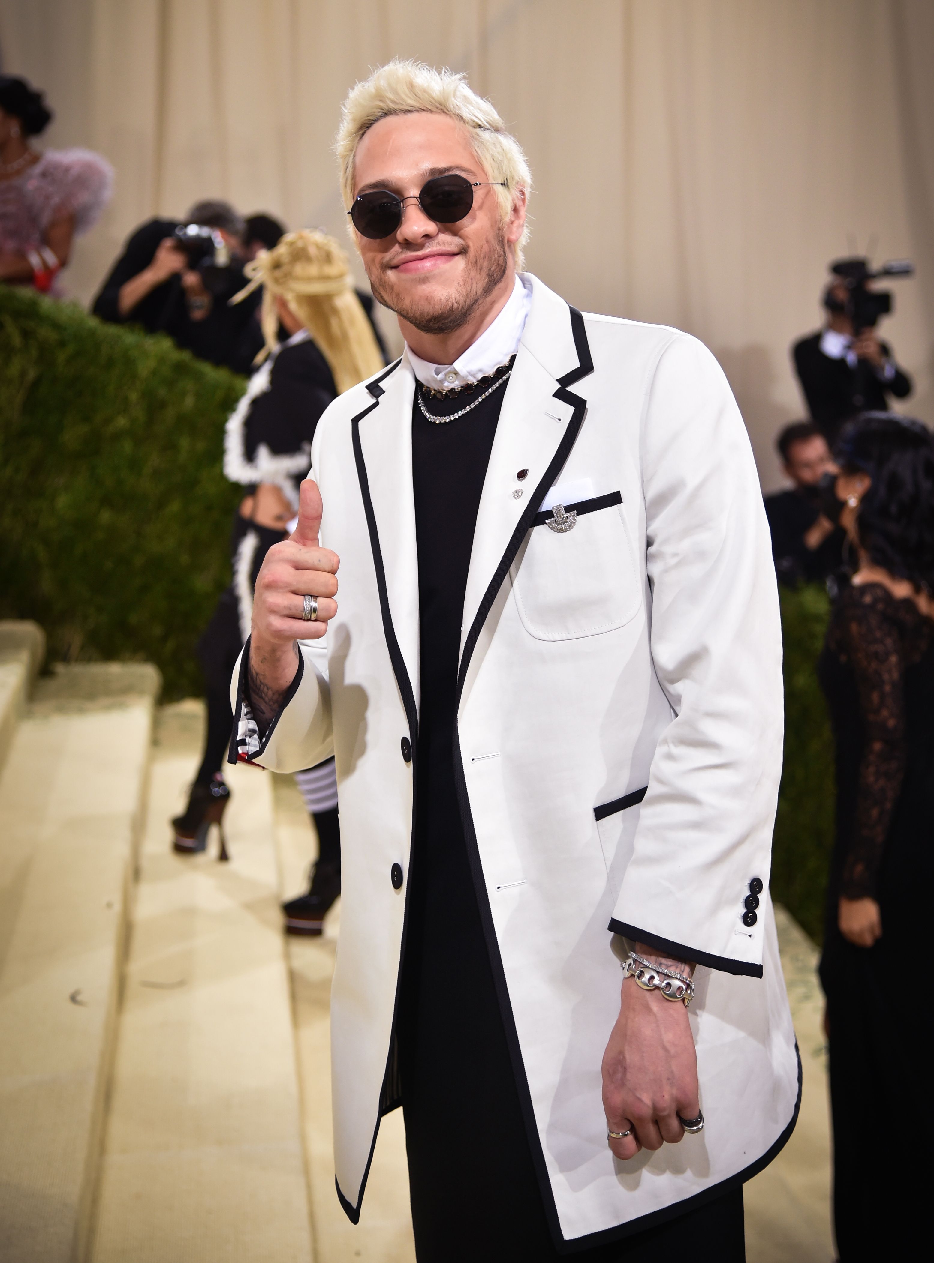 Pete Davidson Covers Face in Bucket Hat and Glasses at Met Gala 2023