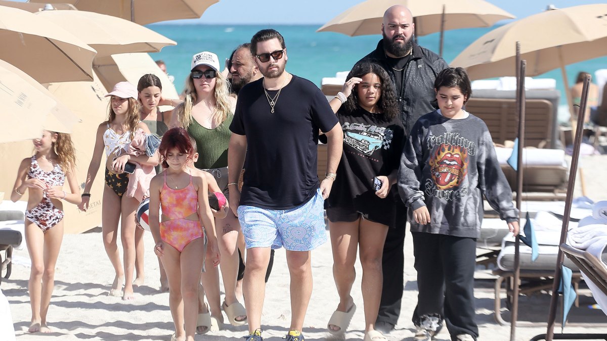 Puerto Rican Nude At Beach - Scott Disick at Miami Beach With Mason, Penelope and Reign: Photos