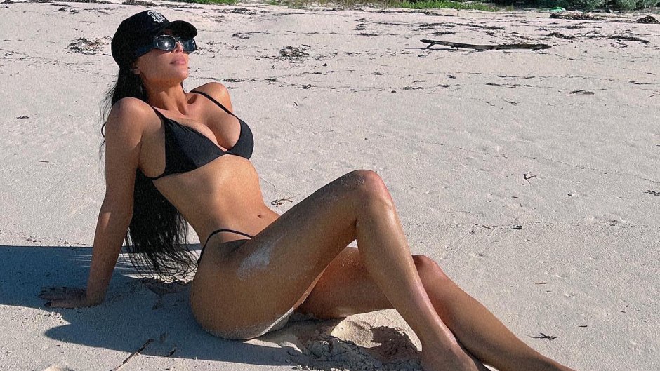 Nude Beach Butts - Kim Kardashian Flashes Bare Booty in Tan Thong Bikini