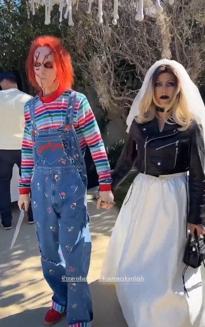 Kourtney Kardashian & Travis Barker Nail 'Bride of Chucky' Costume –  Footwear News