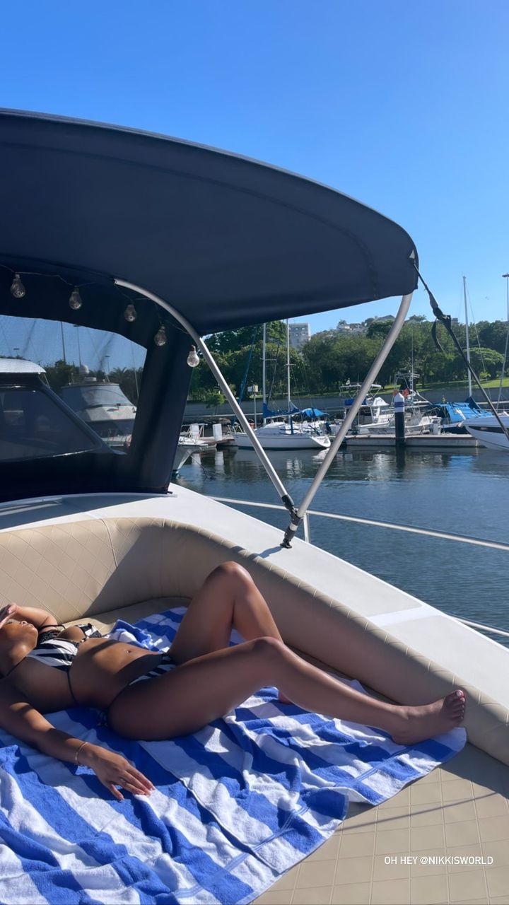 Lori Harvey Goes Barefoot in Bikini for Yacht Ride in Brazil