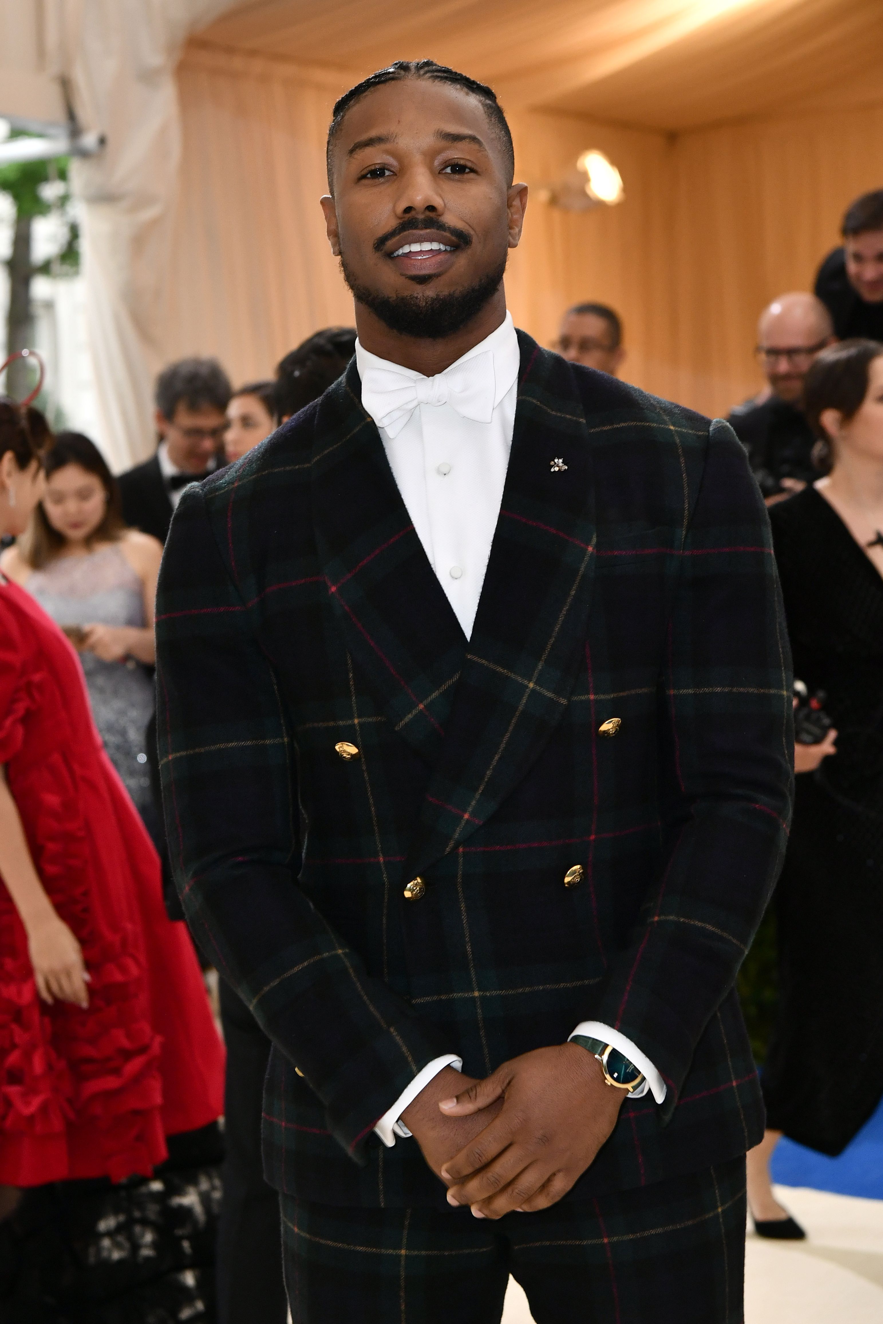 Michael B. Jordan in the tartan tuxedo